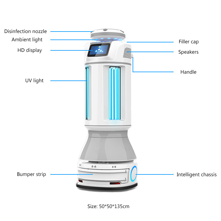 UVC heller Reinigungsspray automatisierter geführter Krankenhaus-Desinfektions-Roboter des Fahrzeug-15L